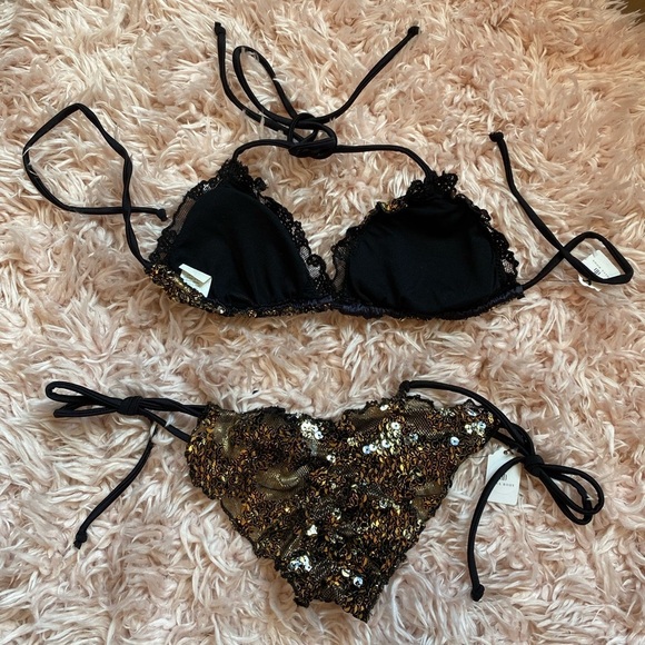 Black and Gold Sequins Bikini small and medium NWT - Picture 8 of 12